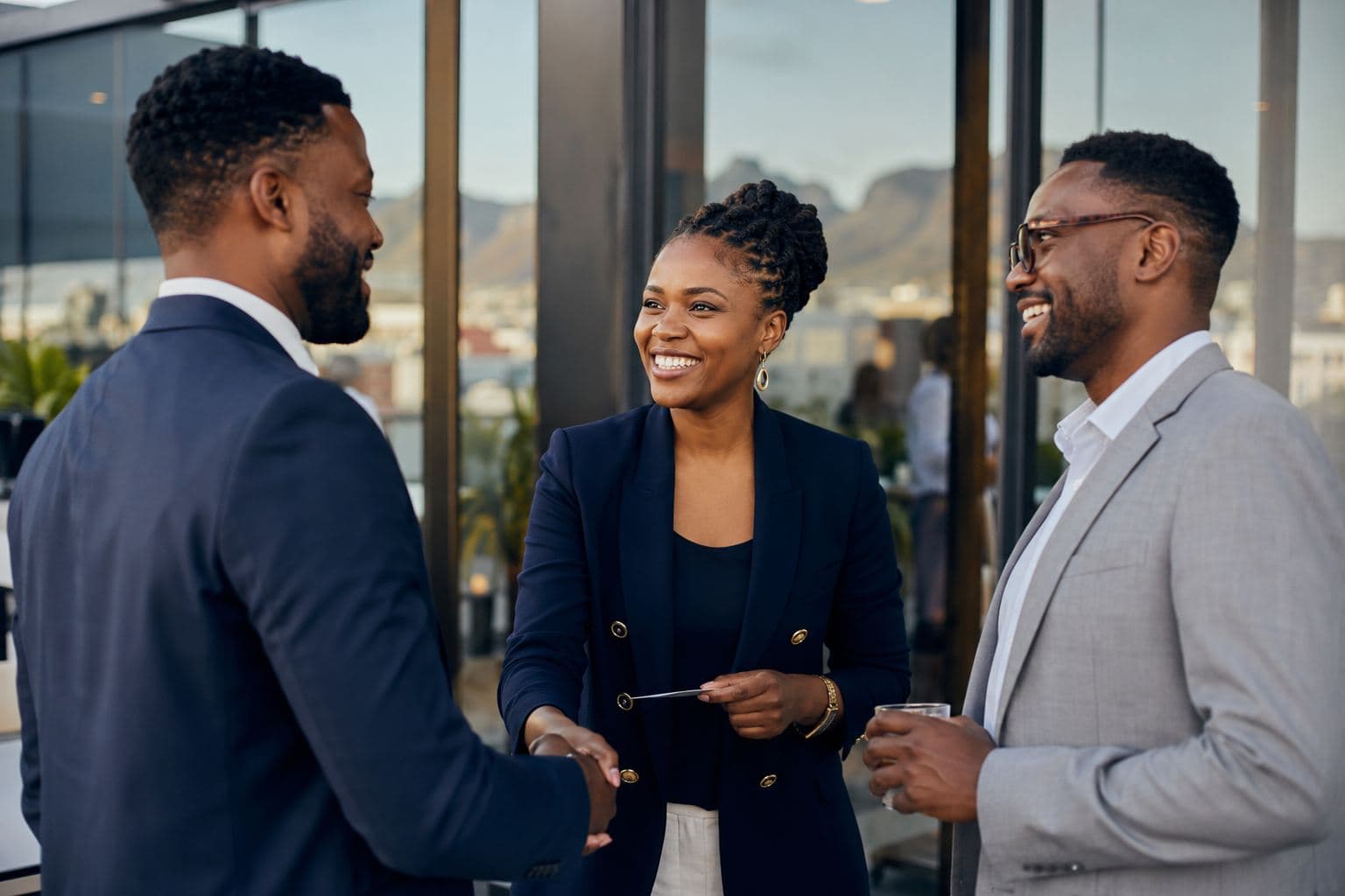 Professionals connecting at a networking event